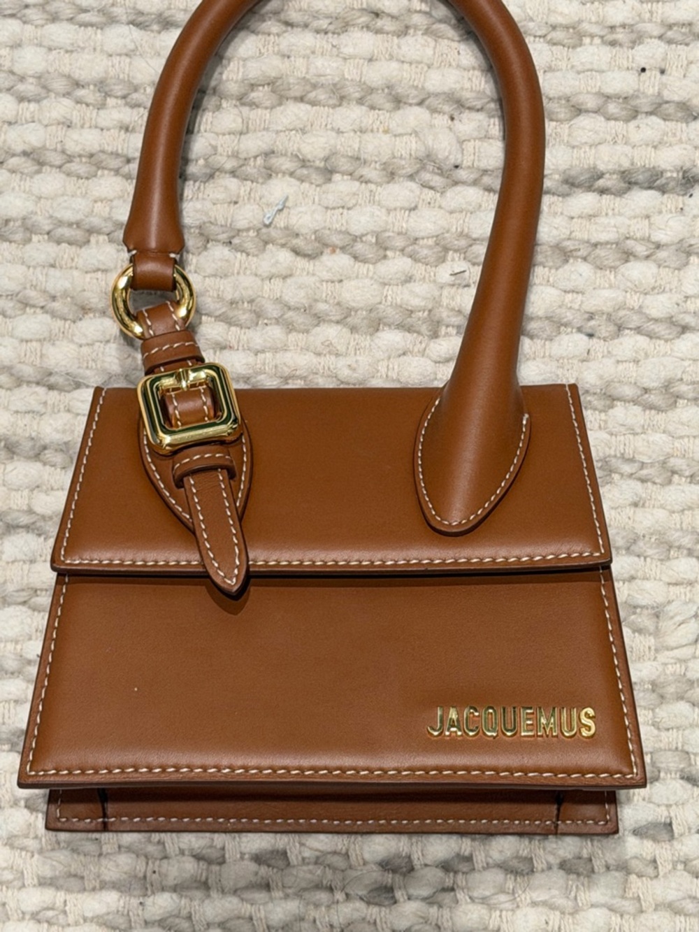 Jacquemus Tan Le Chiquito Top-Handle Mini Bag with Gold Hardware